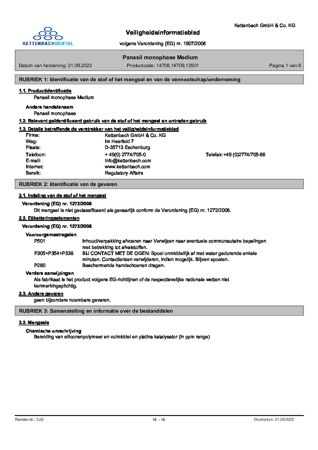 Panasil monophase Medium Veiligheidsblad